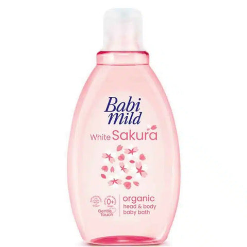 BabiMild White Sakura Organic Head Body Baby Bath 180ML