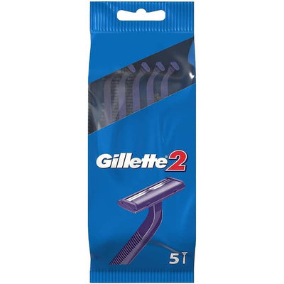 Gillette 2 Shaving Razor Pouch Of 5Razors