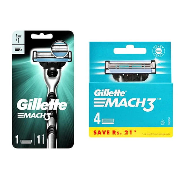 Gillette Shaving Mach3 Razor 1Up And Blades Of 4’s