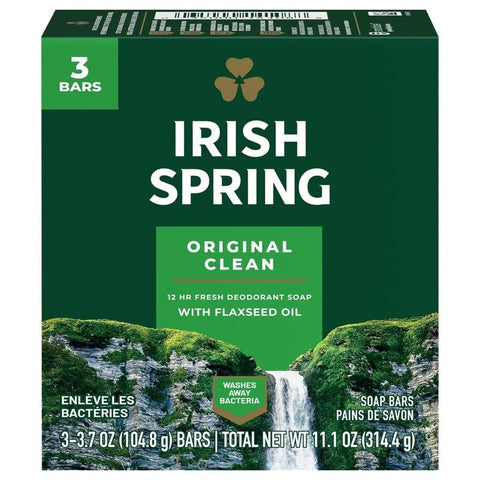 Irish Spring Deodorant Soap Original Bar Pack of 3X