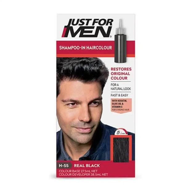 Just For MEN Shampoo In Hair Color H 55 REAL BLACK