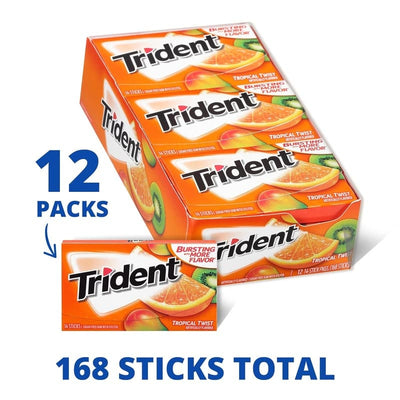 TRIDENT Bubble Gum Tropical twist 168 PIECES trident